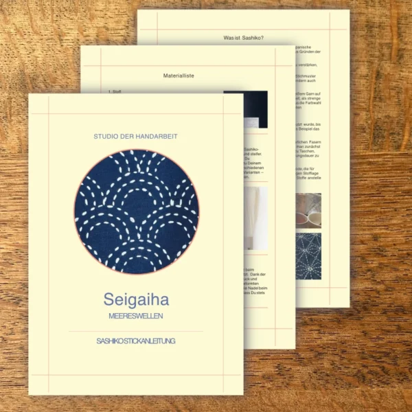 Sashiko Stickanleitung Seigaiha Meereswellen als digitaler Download