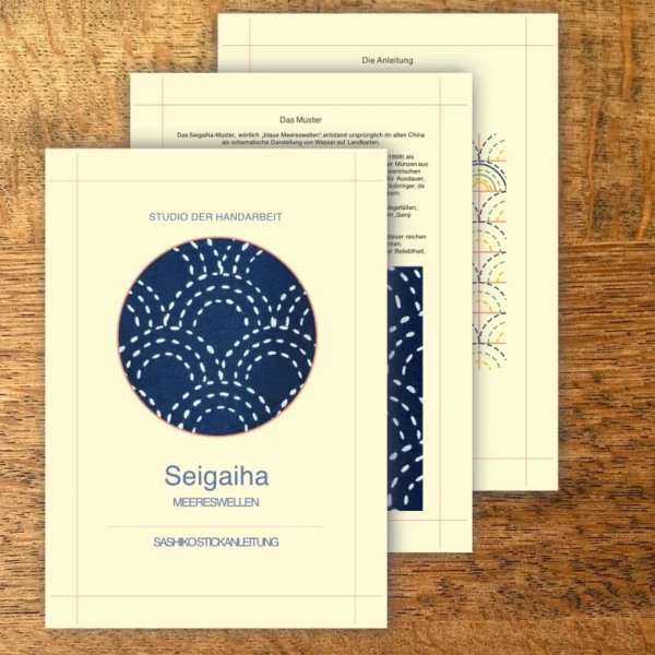 Sashiko Stickanleitung Seigaiha Meereswellen als digitaler Download