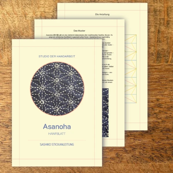 Sashiko Anleitung Asanoha Hanfblatt als digitaler Download