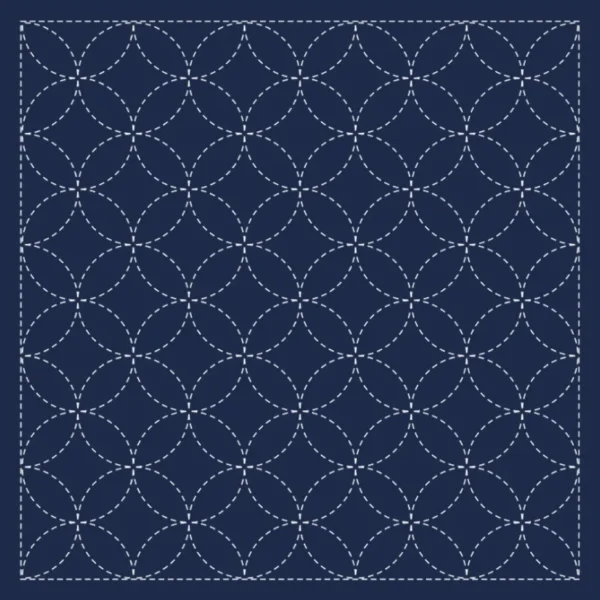 Daruma Sashiko Sampler Shippo Tsunagi blau